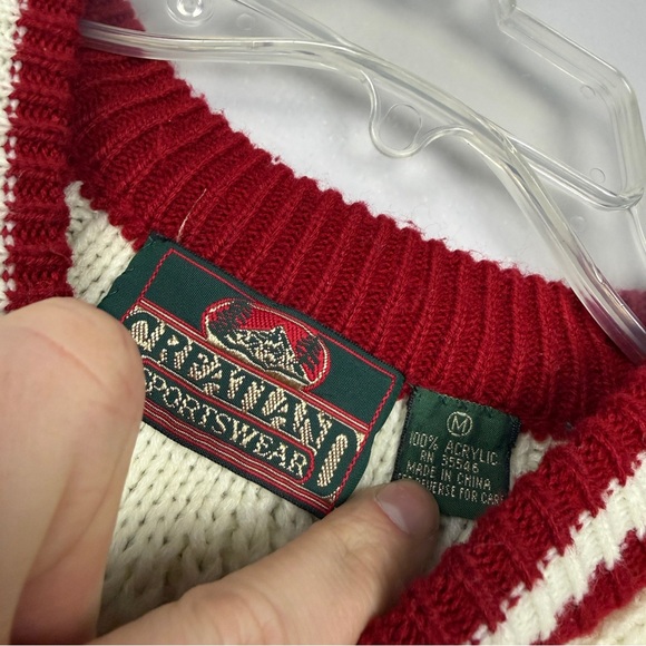 Vintage Ringer Cable Knit Crewneck Pullover Sweater - Picture 4 of 5